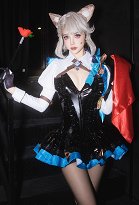 Genshin Impact Lynette Cosplay Costume Bodysuit and Shawl with Tail and Gloves Genshin Impact Lynette Cosplay Costume Bodysuit and Shawl with Tail and Gloves