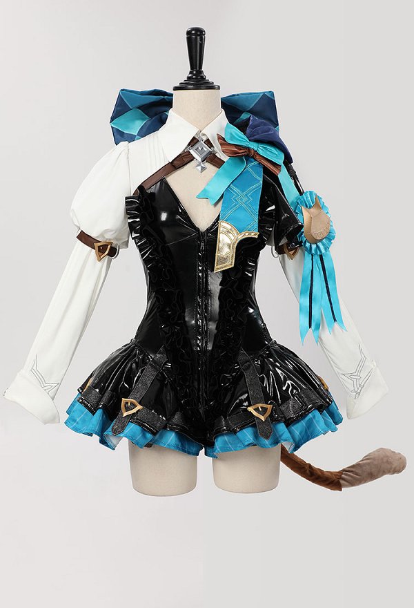 Genshin Impact Lynette Cosplay Costume Bodysuit et Châle avec Queue et Gants Genshin Impact Lynette Cosplay Costume Bodysuit et Châle avec Queue et Gants