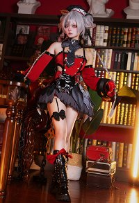 Genshin Impact Goth Girl Cosplay Costume Short Dress and Shorts with Hat and Belt