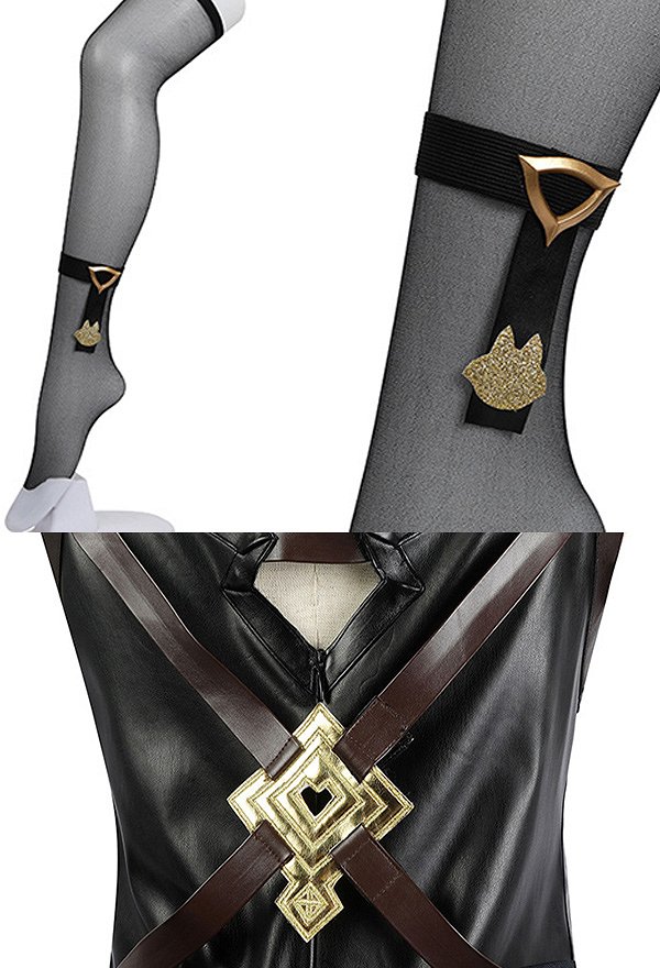 Genshin Impact Lyney Cosplay Costume Bodysuit and Hat with Shawl and Gloves