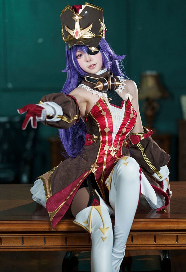 Genshin Impact Chevreuse Cosplay Costume Halter Dress and Hat with Stockings Gloves Genshin Impact Chevreuse Cosplay Costume Halter Dress and Hat with Stockings Gloves