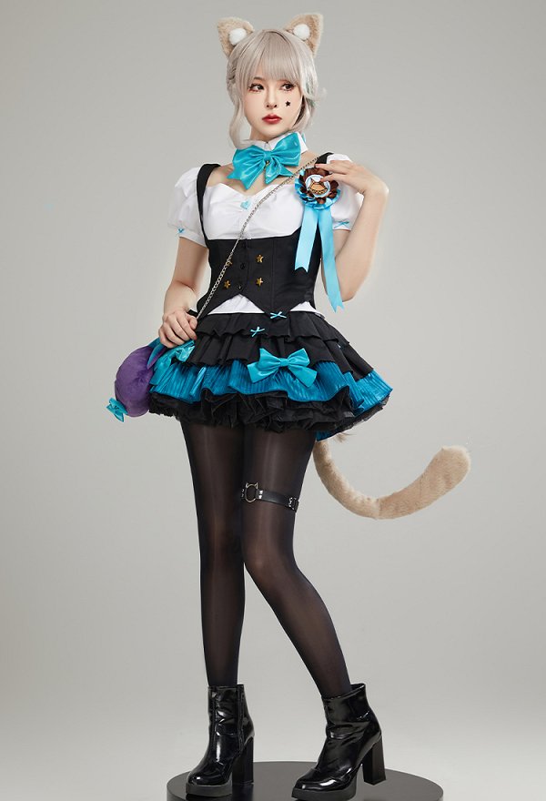 Lynette Derivative Uniform Set Lantern-Sleeve Blouse and Vest with Skirt Badge Cosplay Costume Lynette Derivative Uniform Set Lantern-Sleeve Blouse and Vest with Skirt Badge Cosplay Costume