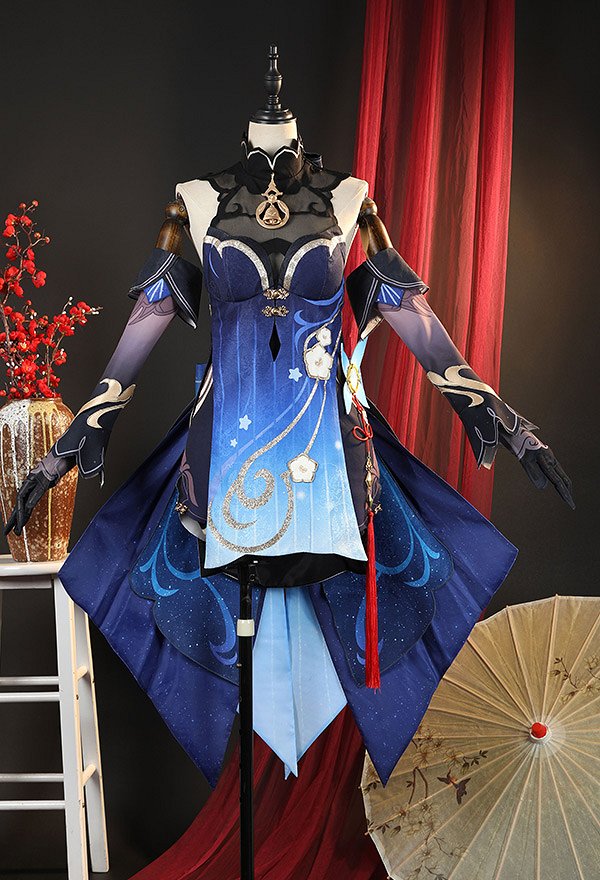 Genshin Impact Ganyu Disfraz de Cosplay Vestido con Collar y Diadema Guantes y Lazo