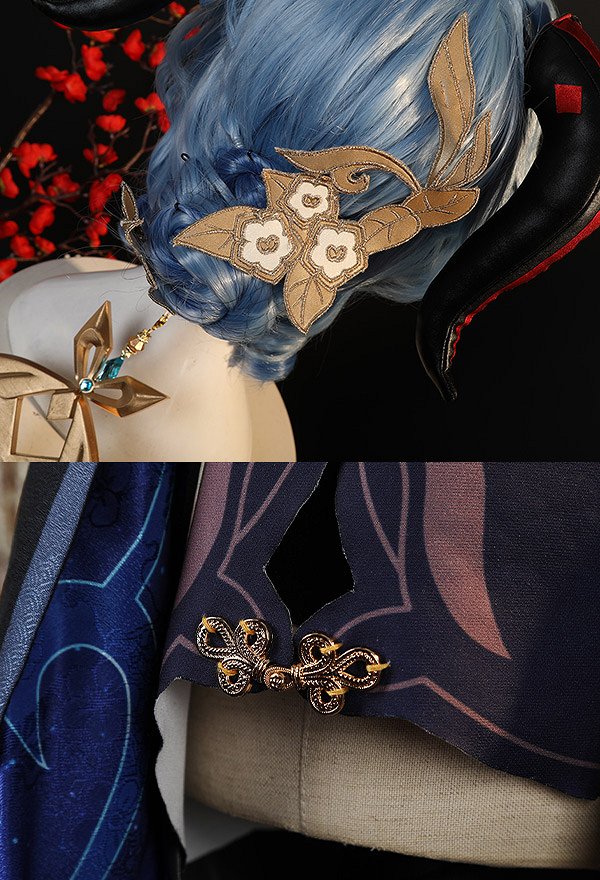 Genshin Impact Ganyu Disfraz de Cosplay Vestido con Collar y Diadema Guantes y Lazo