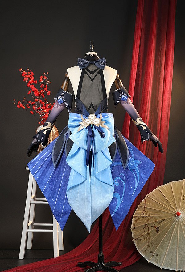 Genshin Impact Ganyu Disfraz de Cosplay Vestido con Collar y Diadema Guantes y Lazo
