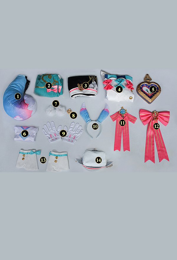 Genshin Impact Sigewinne Cosplay Costume Top and Shorts with Apron and Gloves