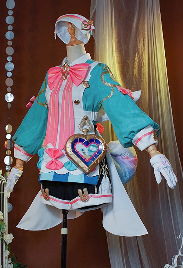 Genshin Impact Sigewinne Cosplay Costume Top and Shorts with Apron and Gloves