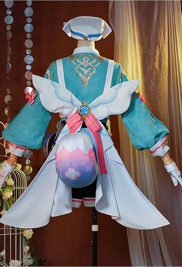 Genshin Impact Sigewinne Cosplay Costume Top and Shorts with Apron and Gloves