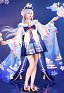 Genshin Impact Kamisato Ayaka Derivative Casual Dress Set Fanart Dress with Bowknot Headband Collar