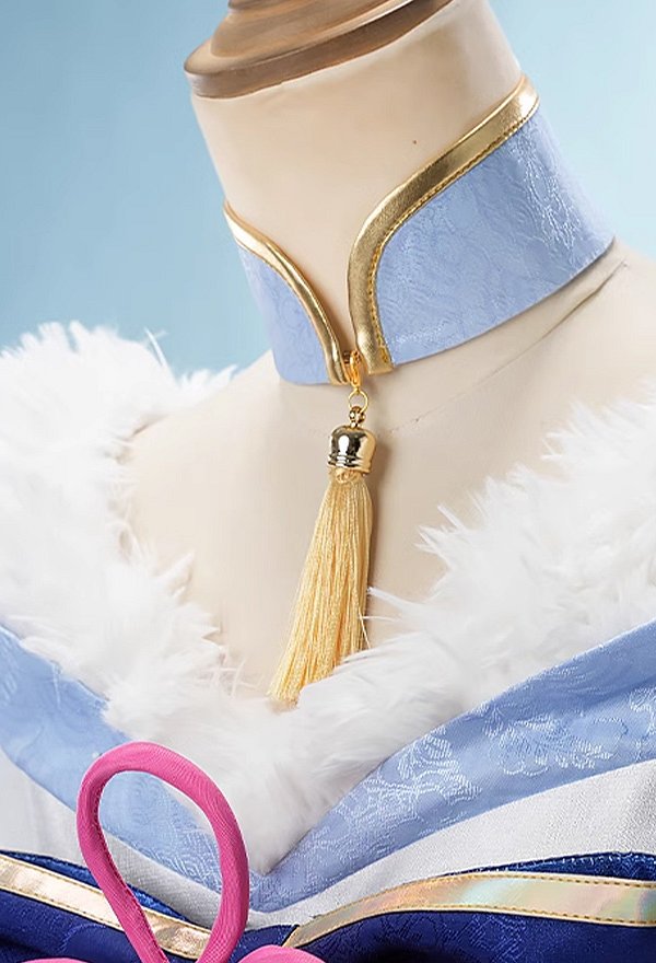 Genshin Impact Kamisato Ayaka Derivative Casual Dress Set Fanart Dress with Bowknot Headband Collar