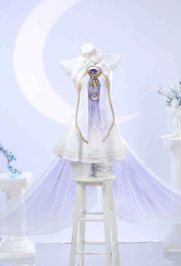 Traje de cosplay de Columbina Hyposelenia de Genshin Impact con forro y prenda exterior con antifaz Traje de cosplay de Columbina Hyposelenia de Genshin Impact con forro y prenda exterior con antifaz