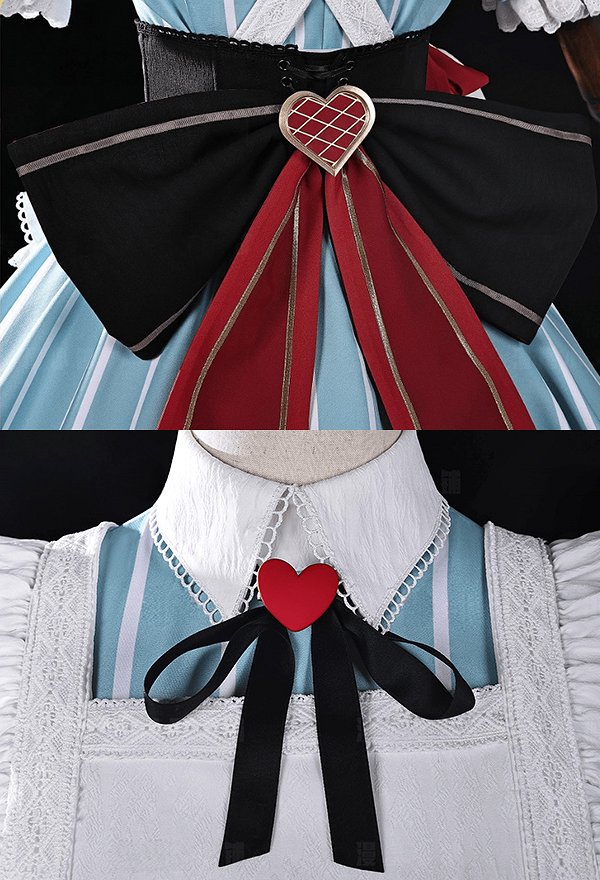 Genshin Impact Miliastra Wonderland Alice Maid Outfit Cosplay Costume Dress with Apron and Waist Belt