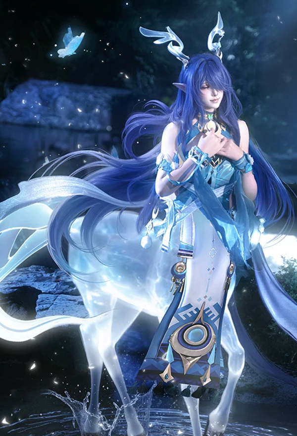 Vestido de Cosplay Genshin Impact Lauma con Pantalones Cortos de Seguridad
