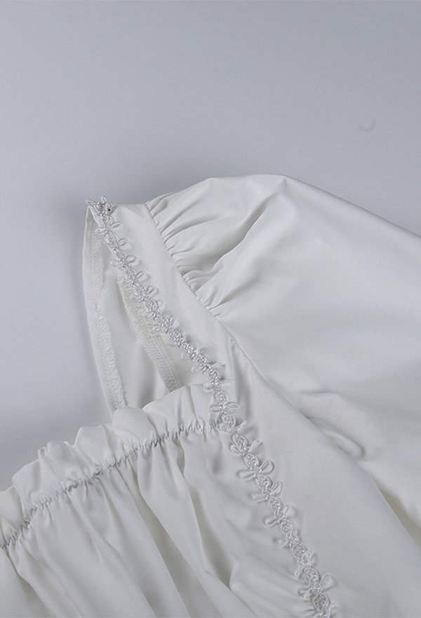 Robe Noire Style Gothique Rétro en Dentelle avec Manche Courte Bouffante