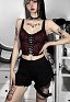 Gothic Stil Sling Top Korsett Top Crisscross V Ausschnitt Bauchfreies Oberteil
