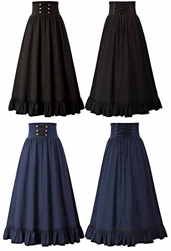 Cosplay.fm Damen Mode Gothic Viktorianisch Retro Prom Mini Rock Schnürung Rüschensaum A-Linie Halloween Rock