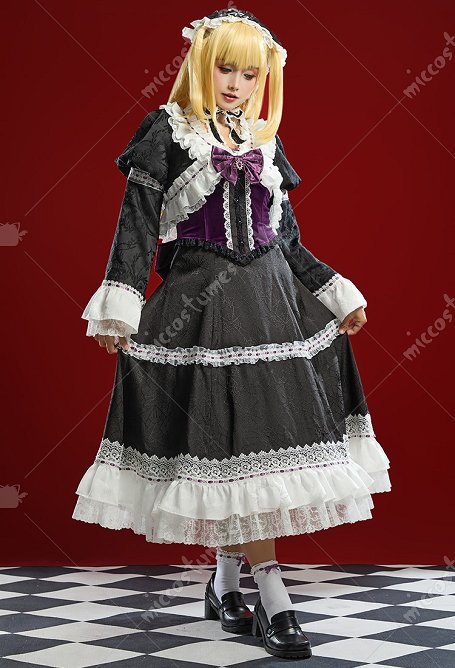 Death Book MisaMisa Disfraz de Cosplay Lolita Vestido con Chaqueta y Corsé