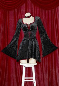 Halloween Medieval Gothic Fluffy Dress Vampire Retro Flared Sleeve Dress with Corset and Choker