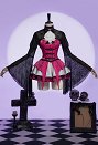 Monster High Draculaura Derivado Conjunto gótico de falda y corsé con top asimétrico de manga murciélago y faldas de varias capas con una prenda de malla para cubrirse