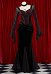 Halloween Vestido gótico de vampiro negro y rojo de con estampado de telaraña largo de cola de pez con collar