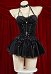 Halloween Gothic Schwarzes Tunika Kleid Set Neckholder Tunika Top Rock mit Handschuhen