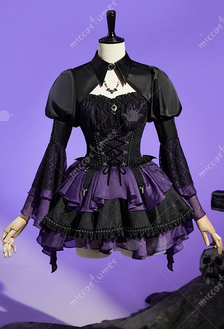 Monster High Elissabat Derivado Traje gótico de falda corsé con cintura ceñida y falda de varias capas con sobrevestido