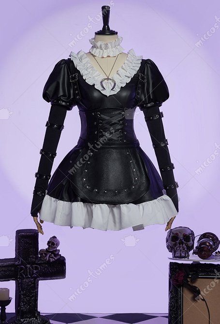Alice: Madness Returns Traje steampunk derivado de Halloween Vestido de cuero con volantes