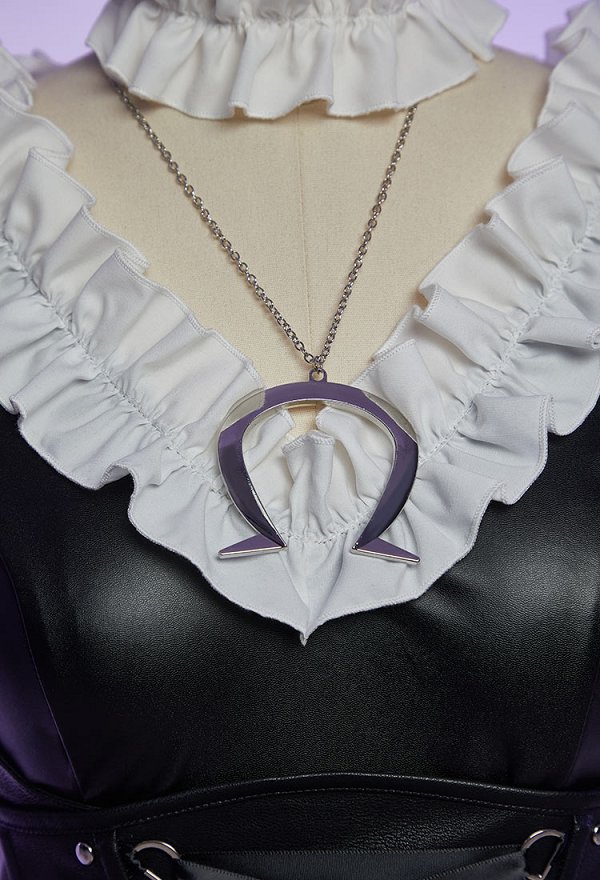 Alice: Madness Returns Derivative Halloween Steampunk Outfit Ruffled Leather Dress with Apron and Waist Shaping Alice: Madness Returns Derivative Halloween Steampunk Outfit Ruffled Leather Dress with Apron and Waist Shaping