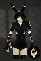 Pokemon Umbreon Derivado Sexy Mono de verano con capucha, cinturón y cola Pokemon Umbreon Derivado Sexy Mono de verano con capucha, cinturón y cola