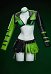 Estilo motero Conjunto de Lencería Gótica Green Menace en Cuero PU Chaqueta Negra y Verde con Falda Plisada