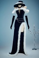 Silent Night Christmas Weihnachten Gothic Schwarzes Kleid Set Dunkles Hexen Stil Kleid mit Huthandschuhen Silent Night Christmas Weihnachten Gothic Schwarzes Kleid Set Dunkles Hexen Stil Kleid mit Huthandschuhen