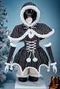 Vestido Gótico de Pesadilla Dulce Estilo Jack Skellington con Rayas y Capa y Mangas Disfraz Navideño