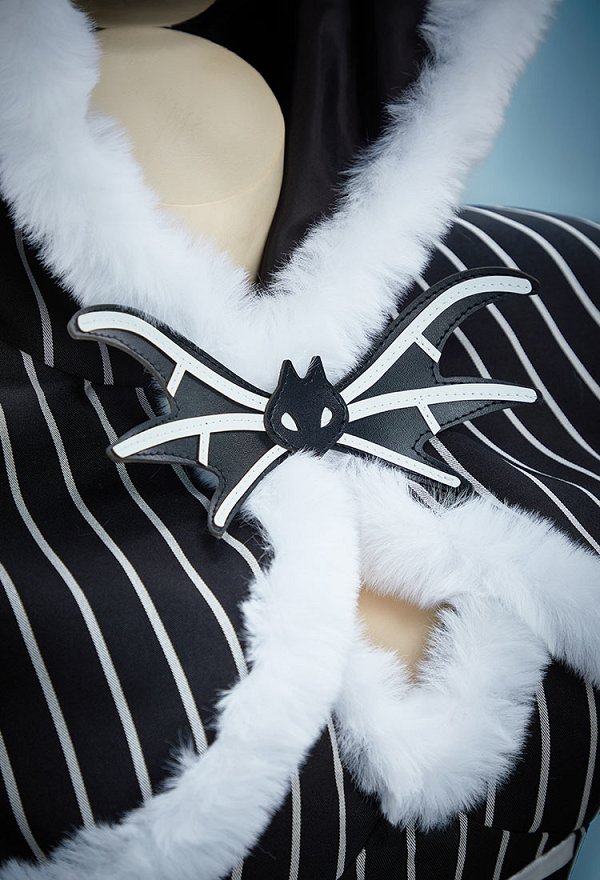 Christmas Nightmare Skeleton Style Gothic Costume Striped Dress with Cloak and Sleeves Christmas Outfits