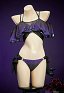 Damen Swimsuit Badeanzug im Gothic Stil schwarz violettem Farbverlauf Bikinis Schmetterlings Two-piece Neckholder Top Höschen Überwurf