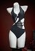 Gothic Badeanzug schwarz Spinnennetz One Piece Swimsuit Neckholder Ausschnitt