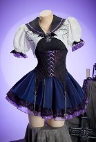 MH Ope Derivative Gothic Outfit Vest and Spiderweb Corset with Multi-layered Skirt and Bolero Jacket MH Ope Derivative Gothic Outfit Vest and Spiderweb Corset with Multi-layered Skirt and Bolero Jacket
