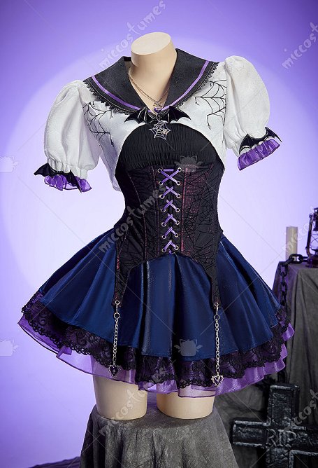 Conjunto gótico derivado de MH Opera chaleco y corsé de telaraña con falda de múltiples capas y chaqueta bolero