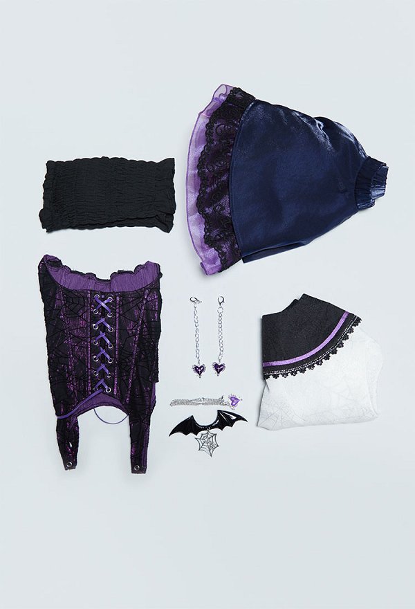 Conjunto gótico derivado de MH Opera chaleco y corsé de telaraña con falda de múltiples capas y chaqueta bolero Conjunto gótico derivado de MH Opera chaleco y corsé de telaraña con falda de múltiples capas y chaqueta bolero