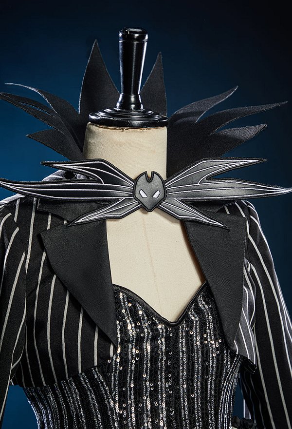 Chrismas Nightmare Jack Derivado Vestido Gótico a rayas Conjunto Corset Top y falda con cordón con chaqueta Bolero