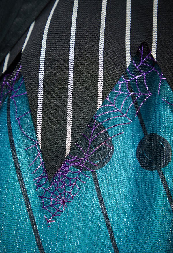 Pesadilla de Chrismas Sally Derivado Corset vestido colorido Patchwork Traje de hombro y falda larga con parche bordado