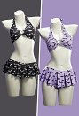 Bat Impresión Gótica Traje de Baño de Dos Piezas Halter Top y Traje de Baño Skort