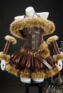 TLK Scar Disfraz Gótico Marrón Peludo León Halter Encaje con Falda y Cuello de Pelo