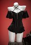 Maillot de bain une pièce rétro gothique à volants et col licou