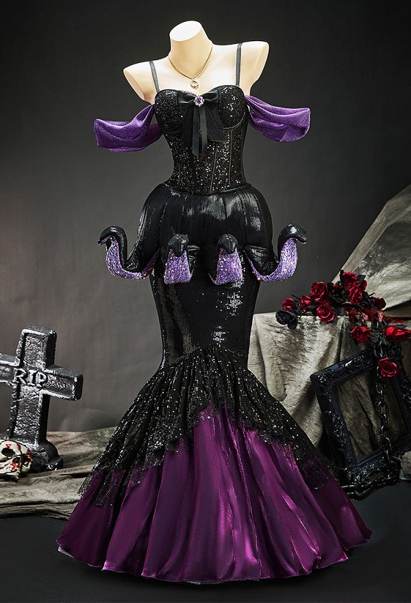 The Little Mermaid Ursula Gothic Gótico Negro y Púrpura Corset Falda Outfit Lendeuillas Off-hombro Top Polpo Garra y Fishtail Falda The Little Mermaid Ursula Gothic Gótico Negro y Púrpura Corset Falda Outfit Lendeuillas Off-hombro Top Polpo Garra y Fishtail Falda