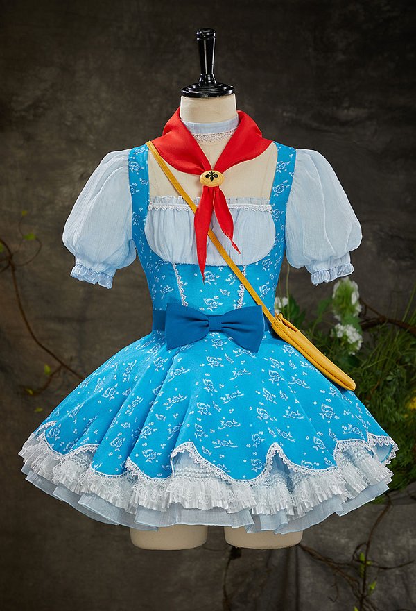 Vestido Mini de Halloween con Mangas Abullonadas Derivado de Stranger Things Holly Vestido con Estampado Floral con Capa y Bolso Cruzado