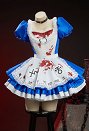 Alice: Madness Returns Halloween Gothic Blue White Set Puff Sleeves Dress with Apron and Choker