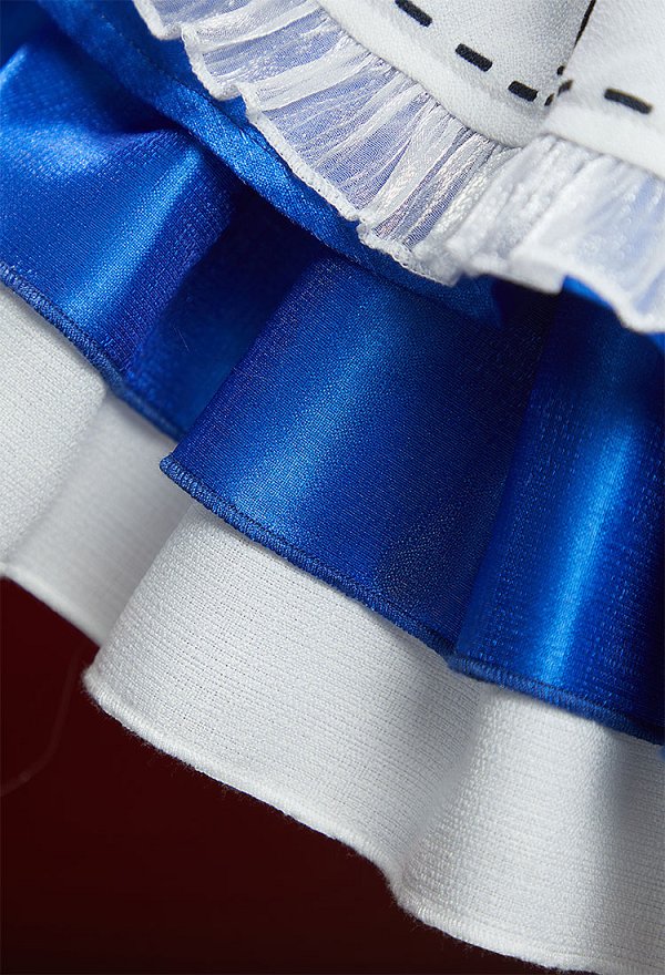 Alice: Madness Returns Halloween Gothic Blue White Set Puff Sleeves Dress with Apron and Choker