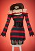 Conjunto de Vestido Gótico de Halloween Derivado de AES Freddy con Vestido de Punto de Suéter de Rayas Rojas y Verdes con Corsé y Sombrero