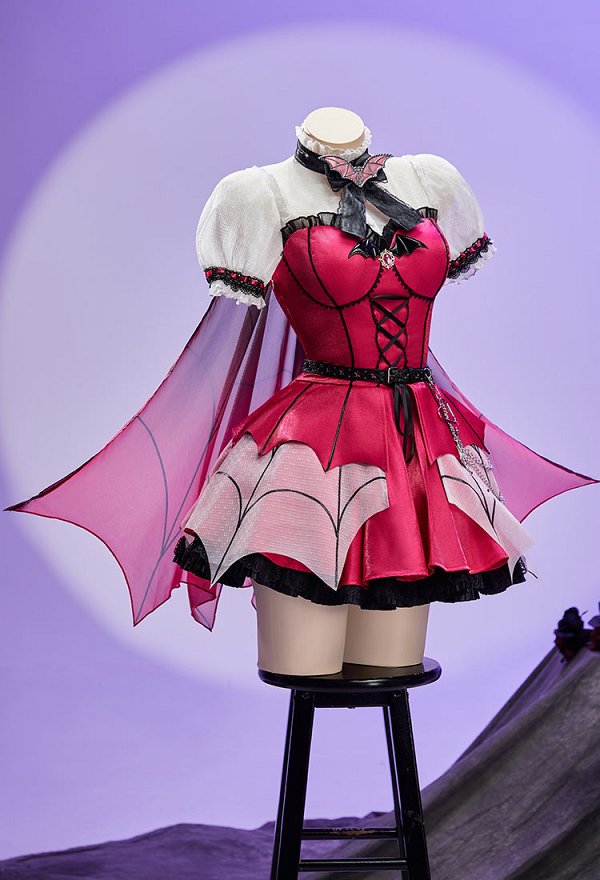 Vestido Gótico de Chica Murciélago Derivado de MH Drac Vestido de Mangas Abullonadas con Capa y Mangas