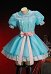 The Twins Halloween Light Blue Short Dress Peter Pan Collar Puff Sleeve Dress with Belt